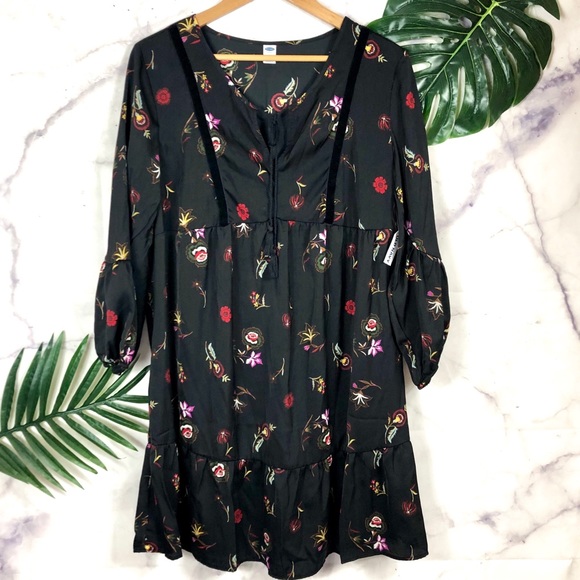 Old Navy Dresses & Skirts - OLD NAVY Black Floral Dress | Large NWT